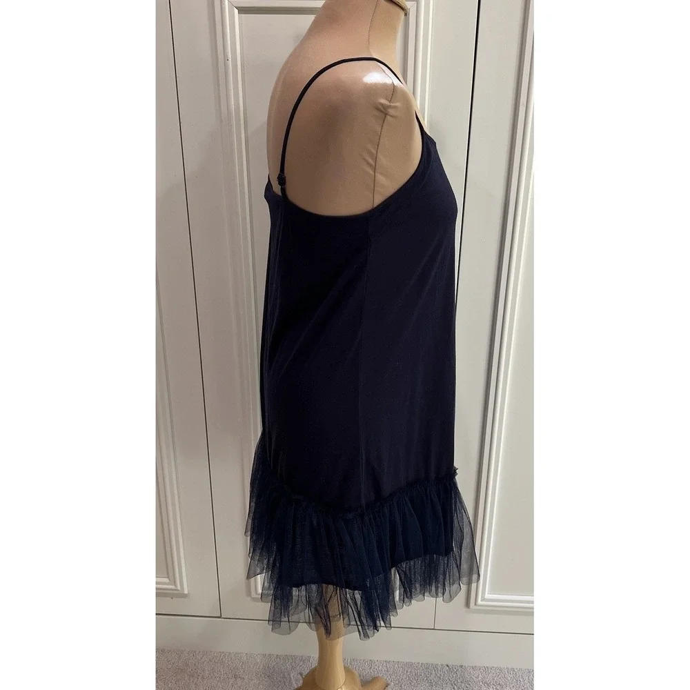 Mystree Women's Navy‎ Tulle Hem Slip Dress Size Large Balletcore Fairy